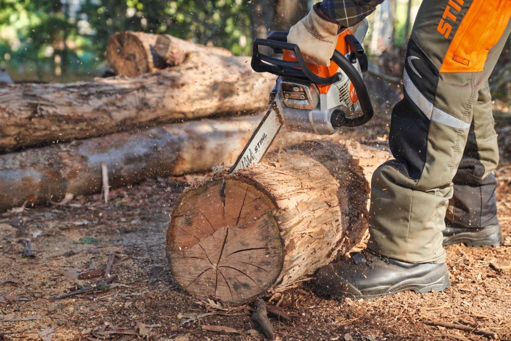 бензопила STIHL під час обрізки дерев на ділянці
